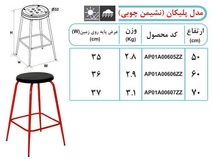 چهارپایه فلزی مدل پلیکان